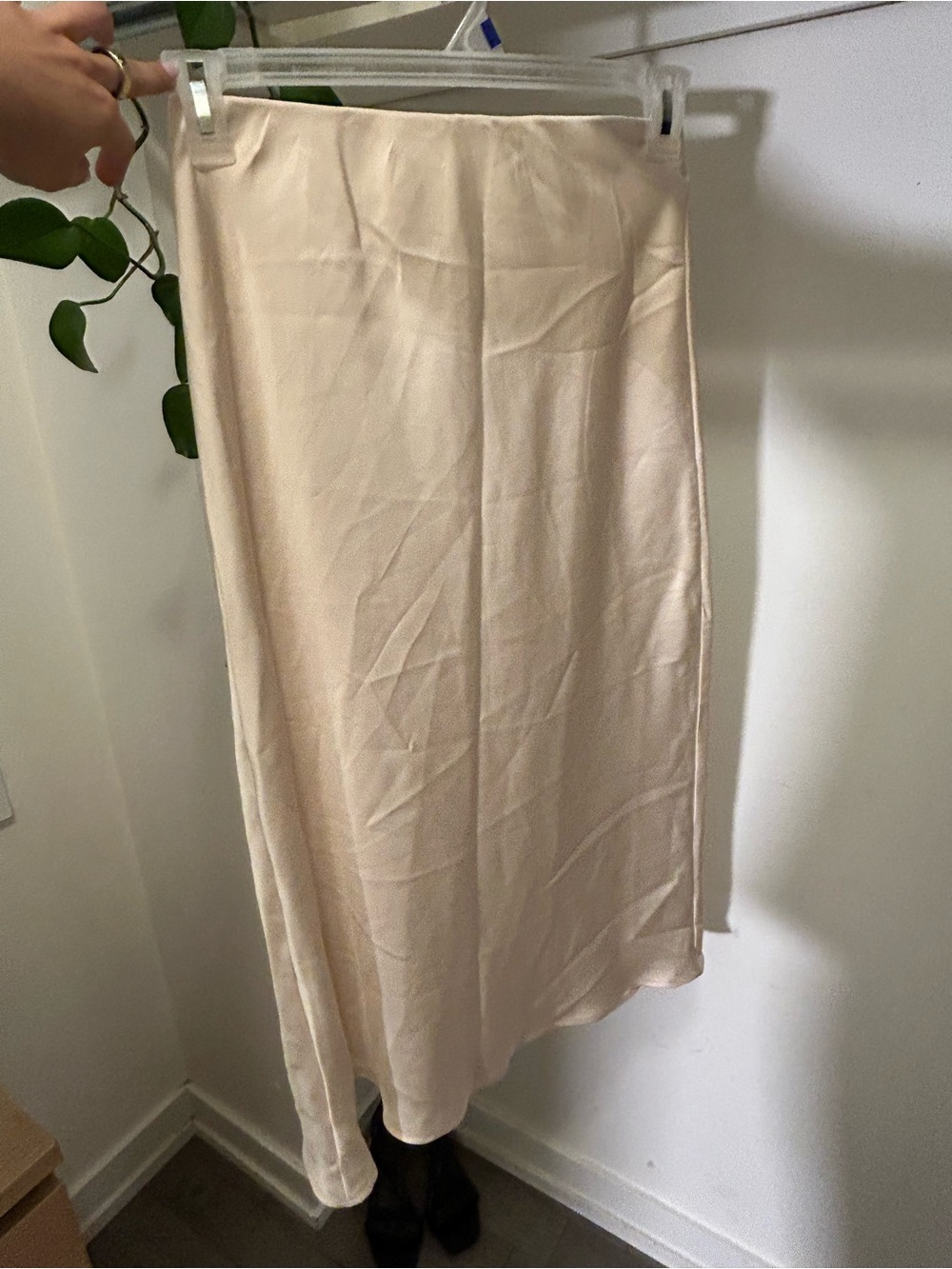 Women's Cream Slip Skirt - Elegant Midi Silhouette